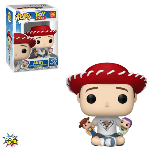 Funko POP! Andy com Woody e Buzz, edição comemorativa dos 30 anos de Toy Story